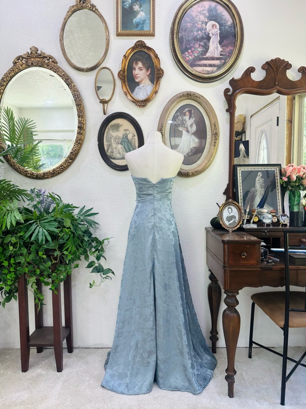 Lulus Sage Blue Strapless Formal Dress - Picture 5 of 8